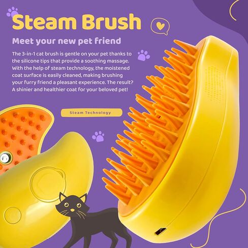 3-in-1 Rechargeable Silicone Brush for Cats and Dogs - Removes Loose Hair, Tangles, and Shedding in Saudi Arabia
