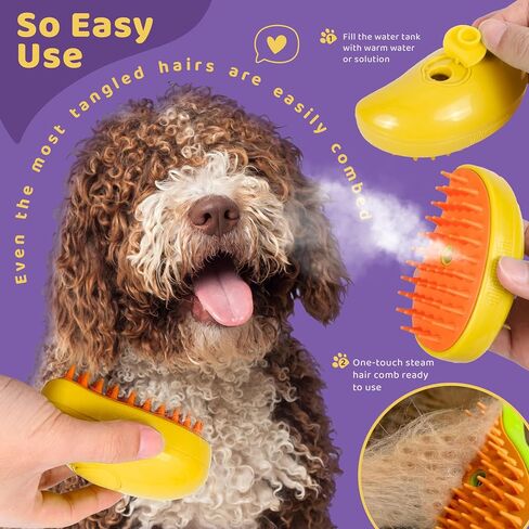3-in-1 Rechargeable Silicone Brush for Cats and Dogs - Removes Loose Hair, Tangles, and Shedding in Saudi Arabia