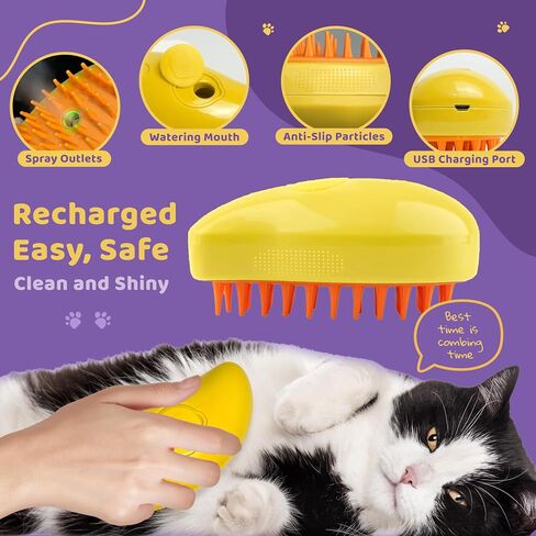3-in-1 Rechargeable Silicone Brush for Cats and Dogs - Removes Loose Hair, Tangles, and Shedding in Saudi Arabia