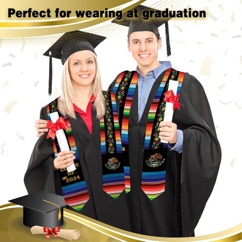 HSELOGI Mexican Graduation Stole Class of 2024,Mexican Sarape Graduation Sash Scarf,Gift for Graduation's Day 72" Long in Kuwait
