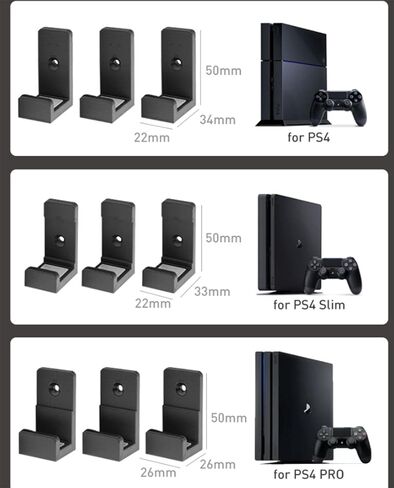 حامل جداري لوحدة تحكم PS4 بلاي ستيشن 4 بالقرب من التلفزيون أو خلفه، موفر للمساحة، سهل التركيب حامل حائط PS4 in Kuwait