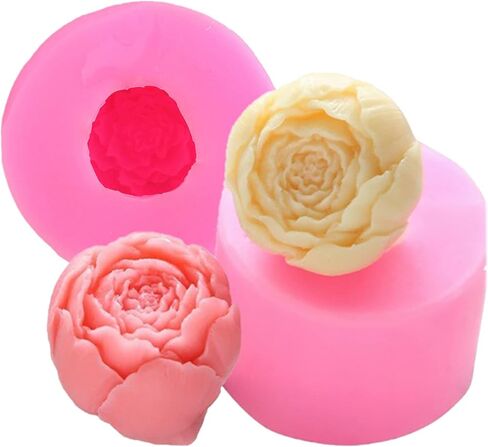 2PCS Peony Flower Silicone Candle Molds Soap Molds Fondant Chocolate Cake Candy Moulds Resin Clay Baking Pastry Tools in Saudi Arabia