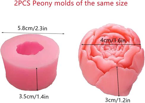 2PCS Peony Flower Silicone Candle Molds Soap Molds Fondant Chocolate Cake Candy Moulds Resin Clay Baking Pastry Tools in Saudi Arabia