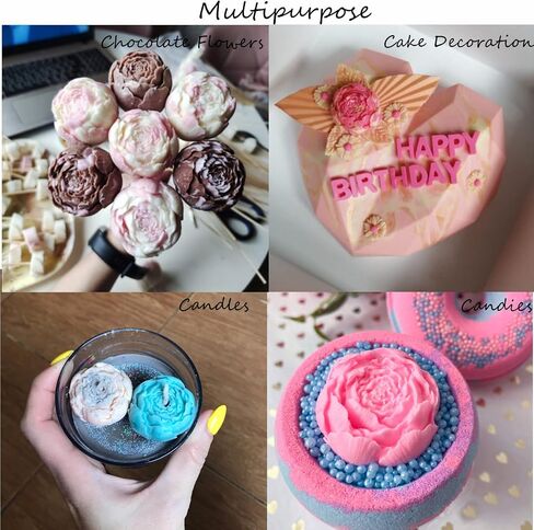 2PCS Peony Flower Silicone Candle Molds Soap Molds Fondant Chocolate Cake Candy Moulds Resin Clay Baking Pastry Tools in Saudi Arabia