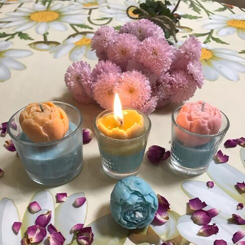 2PCS Peony Flower Silicone Candle Molds Soap Molds Fondant Chocolate Cake Candy Moulds Resin Clay Baking Pastry Tools in Saudi Arabia