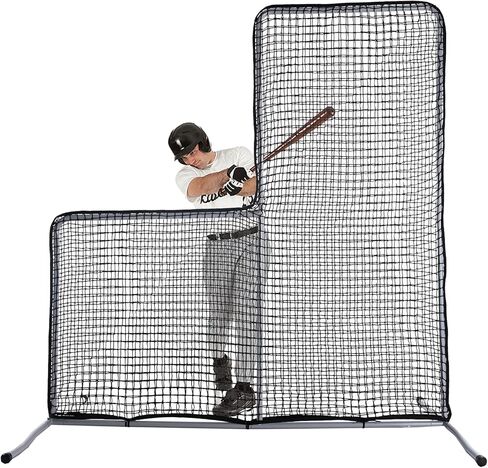 Doublehorse L Screen Baseball for Batting Cage, Portable L Screen Pitchback Net, Protective Pitching Screen Net, Baseball and Softball Safety Pitcher's Screen 7x7ft in Kuwait