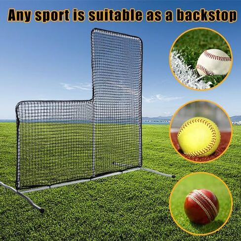 Doublehorse L Screen Baseball for Batting Cage, Portable L Screen Pitchback Net, Protective Pitching Screen Net, Baseball and Softball Safety Pitcher's Screen 7x7ft in Kuwait