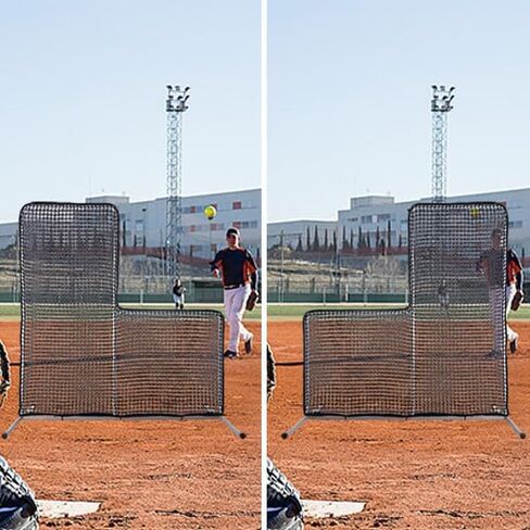 Doublehorse L Screen Baseball for Batting Cage, Portable L Screen Pitchback Net, Protective Pitching Screen Net, Baseball and Softball Safety Pitcher's Screen 7x7ft in Kuwait