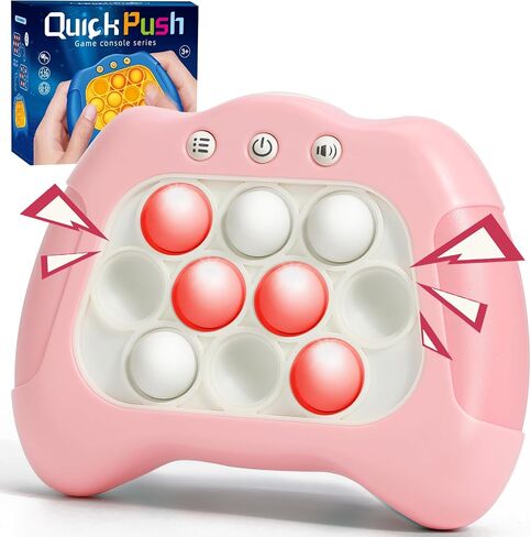 لعبة AOTIBO Fast Push Pop Game It Light Up Fidget Toys للأطفال البالغين، لعبة محمولة للأطفال من سن 6 إلى 12 عامًا، لعبة الضغط على الفقاعات السريعة، ألعاب السفر هدايا عيد الميلاد للأولاد والبنات من سن 8 إلى 12 عامًا (وردي) in Saudi Arabia