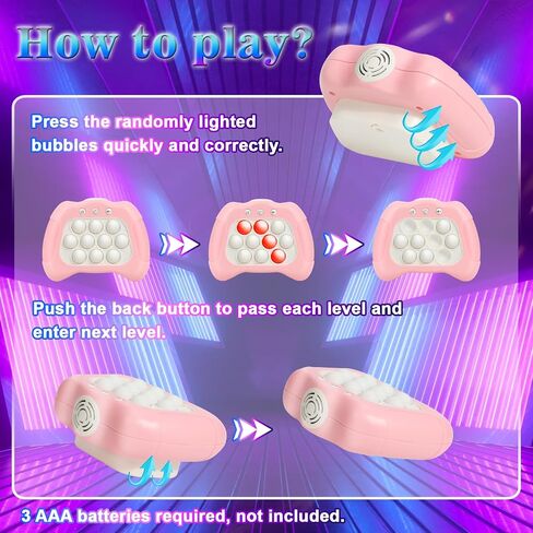 لعبة AOTIBO Fast Push Pop Game It Light Up Fidget Toys للأطفال البالغين، لعبة محمولة للأطفال من سن 6 إلى 12 عامًا، لعبة الضغط على الفقاعات السريعة، ألعاب السفر هدايا عيد الميلاد للأولاد والبنات من سن 8 إلى 12 عامًا (وردي) in Saudi Arabia