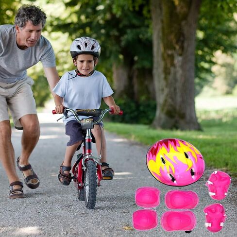 Yosoo Skateboard Protective Gear, Kids Protective Gear for Roller Skates, 7pcs Kids Protective Gear with Adjustable Helmet Knee Pads Elbow Pads Wrist Pads for Roller Skates in Saudi Arabia