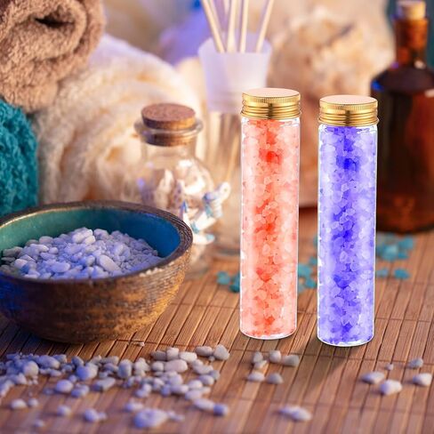 Hsei 80 قطعة 110 مل أنابيب اختبار بلاستيكية شفافة مع أغطية لولبية، أنابيب مضغ شفافة، حاويات ملح الحمام، أنبوب اختبار مسطح القاع لحاويات الحلوى، أنبوب تخزين لتوابل الحلوى، الزهور المجففة in Kuwait