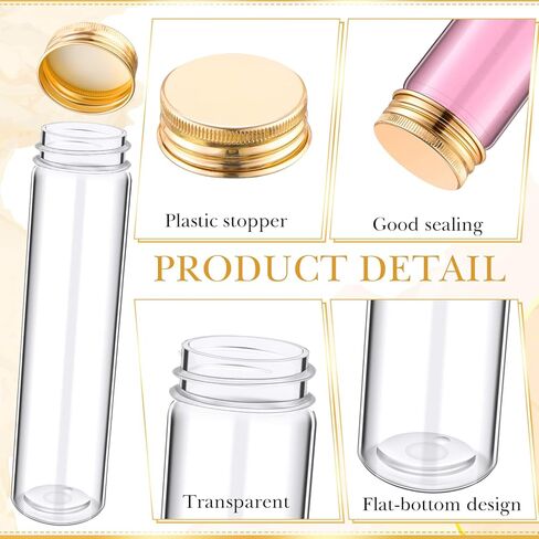 Hsei 80 قطعة 110 مل أنابيب اختبار بلاستيكية شفافة مع أغطية لولبية، أنابيب مضغ شفافة، حاويات ملح الحمام، أنبوب اختبار مسطح القاع لحاويات الحلوى، أنبوب تخزين لتوابل الحلوى، الزهور المجففة in Kuwait