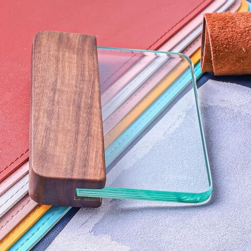 CREASKING Glass Slicker for Burnishing Leather with Walnut Handle, Glass Burnisher Professional Block Smoothing Tool in Saudi Arabia