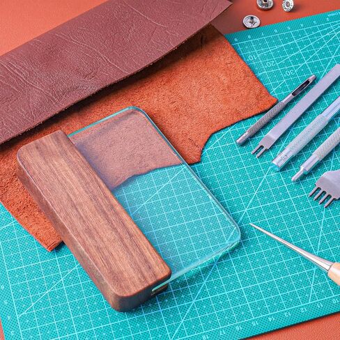 CREASKING Glass Slicker for Burnishing Leather with Walnut Handle, Glass Burnisher Professional Block Smoothing Tool in Saudi Arabia