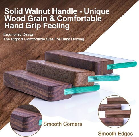 CREASKING Glass Slicker for Burnishing Leather with Walnut Handle, Glass Burnisher Professional Block Smoothing Tool in Saudi Arabia