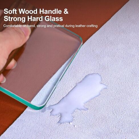 CREASKING Glass Slicker for Burnishing Leather with Walnut Handle, Glass Burnisher Professional Block Smoothing Tool in Saudi Arabia