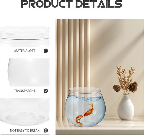Ipetboom 3pcs أطباق الأسماك البلاستيكية الشفافة الصغيرة خزان الأسماك البلاستيكية شاتيربروف حوض السمك الصغير حوض السمك البلاستيكي الشفاف المستدير لحوض السمك بيتا سمكة ذهبية حلوى حفل زفاف لصالح سطح المكتب in Saudi Arabia