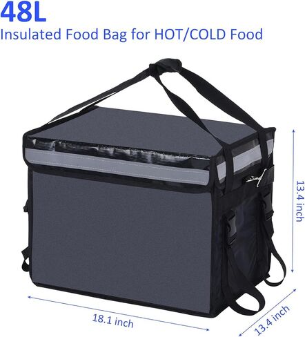 M METERXITY 1 Pack Insulated Bag - Waterproof & Foldable Catering Thermal Bag Pizza Bags W/Divider, Apply to Hot/Cold Food Take Out (18.1x13.4x13.4 Inch, Black) in Saudi Arabia