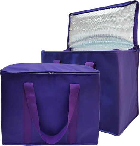 Yalin Set of 2 Large Insulated Collapsible Cooler Bags with Durable Dual Zipper Closure,Reusable Grocery Shopping Bags Keep Food Hot or Cold,Ideal for Instacart,Grocery Transport in Saudi Arabia