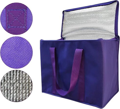 Yalin Set of 2 Large Insulated Collapsible Cooler Bags with Durable Dual Zipper Closure,Reusable Grocery Shopping Bags Keep Food Hot or Cold,Ideal for Instacart,Grocery Transport in Saudi Arabia