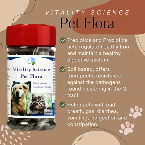 Pet Probiotic for Cats & Dogs | Pet Flora - Great for Diarrhea, Vomiting, Gas, Skin Conditions - Additive Free (50 Caps) in Saudi Arabia