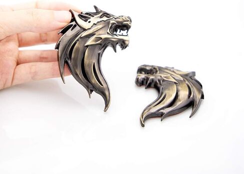 CARRUN 2pcs 3D الذئب رئيس المعادن شعار السيارات الدراجات النارية الجانب الحاجز الخلفي التصميم شعار شارة صائق (أسود) in Kuwait