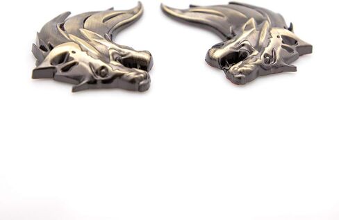 CARRUN 2pcs 3D الذئب رئيس المعادن شعار السيارات الدراجات النارية الجانب الحاجز الخلفي التصميم شعار شارة صائق (أسود) in Kuwait