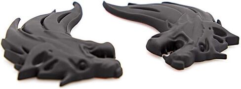 CARRUN 2pcs 3D الذئب رئيس المعادن شعار السيارات الدراجات النارية الجانب الحاجز الخلفي التصميم شعار شارة صائق (أسود) in Kuwait