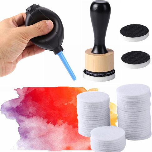 Briartw Mini Round Ink Blending Tool with Foams Replacement Refill Sponge Domed Foam Set 1 Tool and 12 Foams Scrapbooking Painting Drawing Art Supplies Handle Ink Tools Embossing Stencils in Saudi Arabia