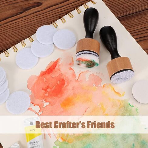 Briartw Mini Round Ink Blending Tool with Foams Replacement Refill Sponge Domed Foam Set 1 Tool and 12 Foams Scrapbooking Painting Drawing Art Supplies Handle Ink Tools Embossing Stencils in Saudi Arabia
