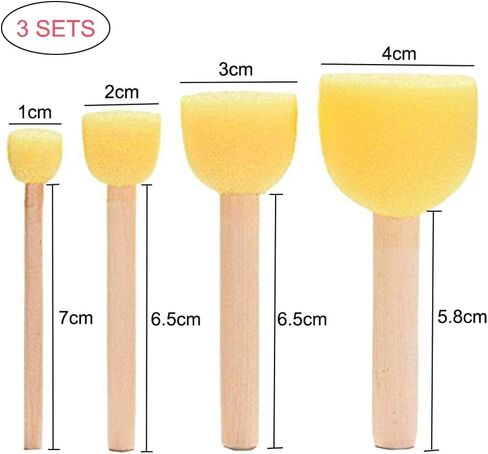 27 قطعة من فرش الرسم الإسفنجية للأطفال أدوات الطلاء للتعليم المبكر مع مقابض من الخشب الصلب للأطفال صناعة الحرف اليدوية على الجدران (أشكال مختلفة) in Kuwait