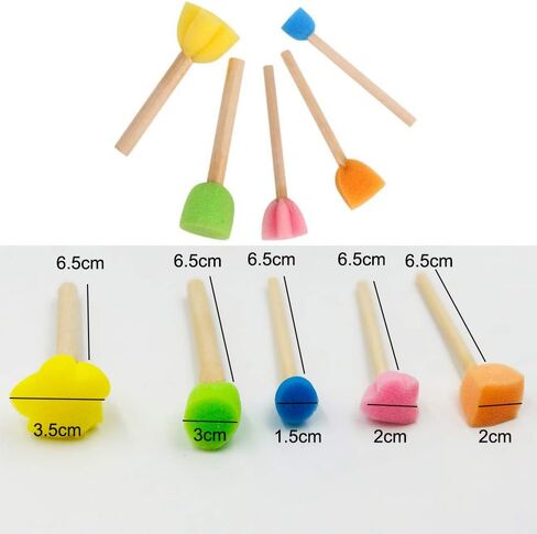 27 قطعة من فرش الرسم الإسفنجية للأطفال أدوات الطلاء للتعليم المبكر مع مقابض من الخشب الصلب للأطفال صناعة الحرف اليدوية على الجدران (أشكال مختلفة) in Kuwait