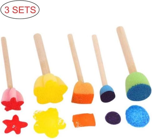 27 قطعة من فرش الرسم الإسفنجية للأطفال أدوات الطلاء للتعليم المبكر مع مقابض من الخشب الصلب للأطفال صناعة الحرف اليدوية على الجدران (أشكال مختلفة) in Kuwait