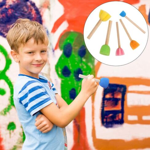 27 قطعة من فرش الرسم الإسفنجية للأطفال أدوات الطلاء للتعليم المبكر مع مقابض من الخشب الصلب للأطفال صناعة الحرف اليدوية على الجدران (أشكال مختلفة) in Kuwait