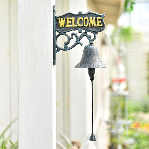 Sungmor Cast Iron Dinner Bell, Outside Farmhouse Door Bell, Wall Hanging Welcome Bell Sign, Antique Pretty Sunflower Decorative Manually Shaking Doorbell, Indoor Outdoor Wall Mounted Dinner Bell in Saudi Arabia