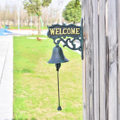 Sungmor Cast Iron Dinner Bell, Outside Farmhouse Door Bell, Wall Hanging Welcome Bell Sign, Antique Pretty Sunflower Decorative Manually Shaking Doorbell, Indoor Outdoor Wall Mounted Dinner Bell in Saudi Arabia