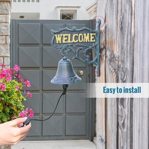 Sungmor Cast Iron Dinner Bell, Outside Farmhouse Door Bell, Wall Hanging Welcome Bell Sign, Antique Pretty Sunflower Decorative Manually Shaking Doorbell, Indoor Outdoor Wall Mounted Dinner Bell in Saudi Arabia