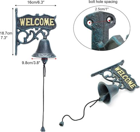 Sungmor Cast Iron Dinner Bell, Outside Farmhouse Door Bell, Wall Hanging Welcome Bell Sign, Antique Pretty Sunflower Decorative Manually Shaking Doorbell, Indoor Outdoor Wall Mounted Dinner Bell in Saudi Arabia