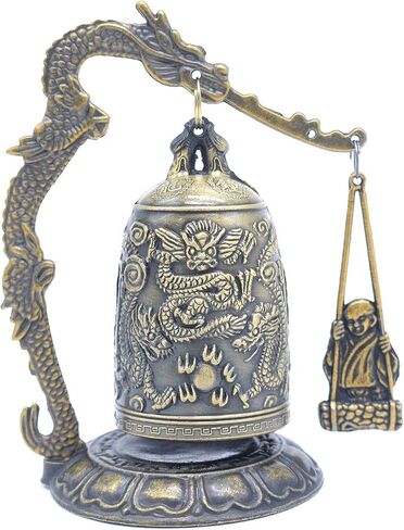 CYRAN Fengshui Vintage Small Dragon Bell Buddhist Collectibles Ornaments, Good Luck Bell, Meditation Home Office Decor in Saudi Arabia