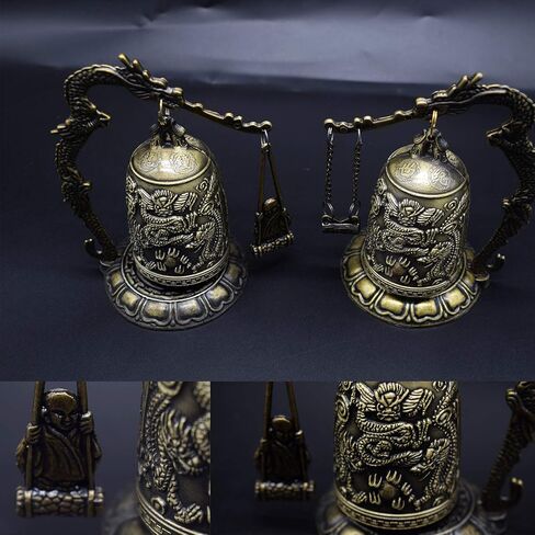 CYRAN Fengshui Vintage Small Dragon Bell Buddhist Collectibles Ornaments, Good Luck Bell, Meditation Home Office Decor in Saudi Arabia