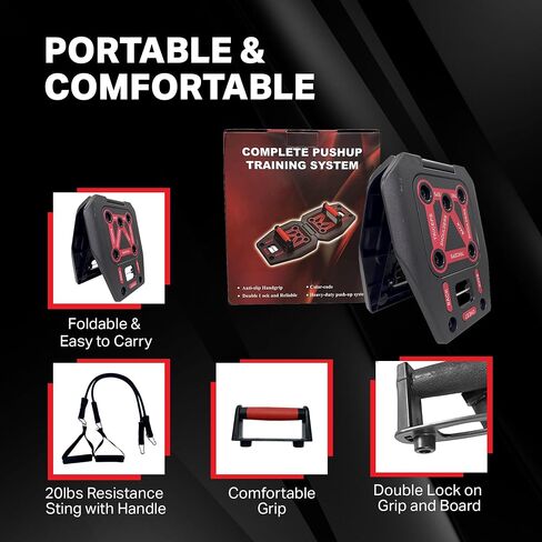 Push Up Board Portable Multi-Function Foldable 9 in 1 Push Up and Resistance Bands Push up Handles for Floor Professional Push Up Strength Training Equipment in Saudi Arabia