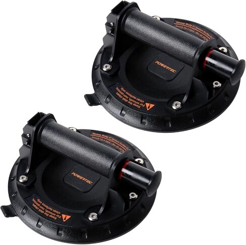 أكواب شفط كهربائية شديدة التحمل مقاس 8 بوصات من POWERTEC بسعة تحميل 242 رطلاً، قطعة واحدة، رافع أكواب شفط فراغ محمول لرفع البلاط الكبير والجرانيت والرخام وإزالة الزجاج الأمامي (71884) in Kuwait