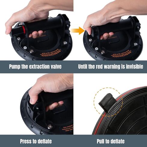 أكواب شفط كهربائية شديدة التحمل مقاس 8 بوصات من POWERTEC بسعة تحميل 242 رطلاً، قطعة واحدة، رافع أكواب شفط فراغ محمول لرفع البلاط الكبير والجرانيت والرخام وإزالة الزجاج الأمامي (71884) in Kuwait