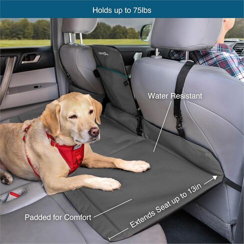 Kurgo Dog Backseat Bridge Car Extender, Seat Bridge for Dogs, Padded Pet Car Barrier, Reversible, Water Resistant, Universal Fit, Cup Holder & Pocket, Up to 100 lbs in Saudi Arabia