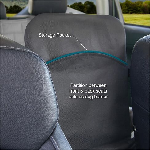 Kurgo Dog Backseat Bridge Car Extender, Seat Bridge for Dogs, Padded Pet Car Barrier, Reversible, Water Resistant, Universal Fit, Cup Holder & Pocket, Up to 100 lbs in Saudi Arabia