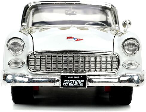 Big Time Muscle 1:24 1955 Chevy Bel Air Die-Cast Car, Toys for Kids and Adults(White/Gold Flames) in Saudi Arabia