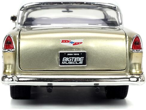 Big Time Muscle 1:24 1955 Chevy Bel Air Die-Cast Car, Toys for Kids and Adults(White/Gold Flames) in Saudi Arabia