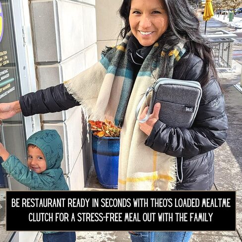 THEO'S Baby Led Weaning Supplies 12 Piece Clutch - Mealtime Essentials With 4 Disposable Splat Mats For Under High Chair, 3 Eco-Friendly Stick On Placemats, 2 Sets Ergonomic Plant Based Spoons & Forks in Saudi Arabia