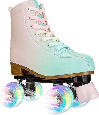 Women's Roller Skates,Double Row Skates Adjustable Leather High-top Roller Skates Perfect Indoor Outdoor Adult Roller Skates with Bag in Kuwait